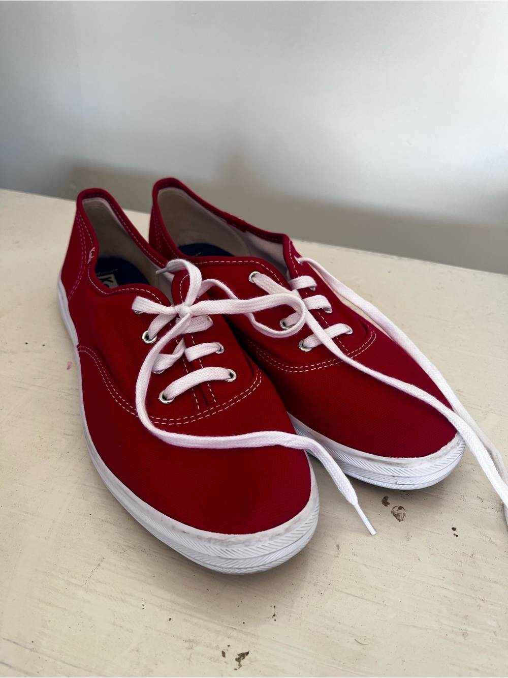 Keds Red Canvas Low-Top Sneakers with White Accents